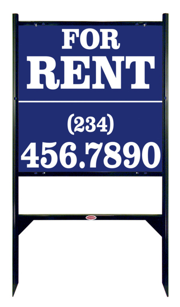 For Rent Angle Iron Sign Units with Large, Bold Text, , 24h x 24w, Black