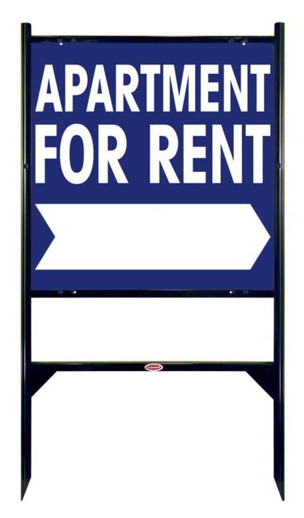 Apartment For Rent Angle Iron Sign Units with Large, Bold Text, 24h x 24w, Black