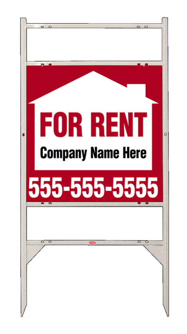 For Rent Sign Units with Space for Company Name and 2 Rider Inserts, 24h x 24w, White