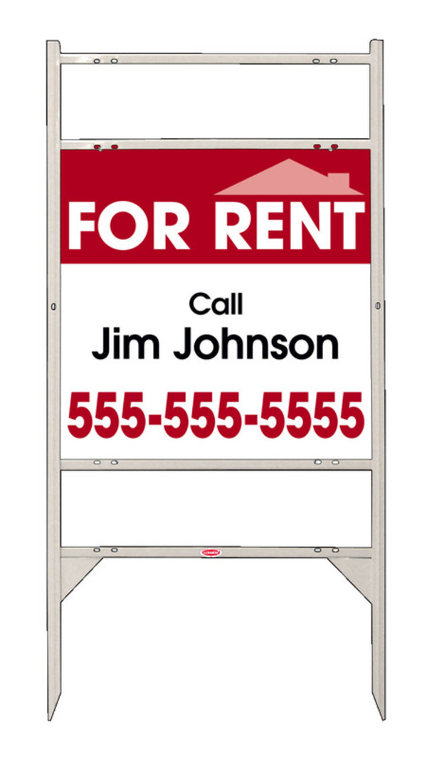 For Rent Sign Units with Space for Your Name and 2 Rider Inserts, 24h x 24w, White