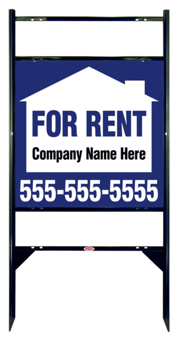 For Rent Sign Units with Space for Company Name and 2 Rider Inserts, 24h x 24w, Black
