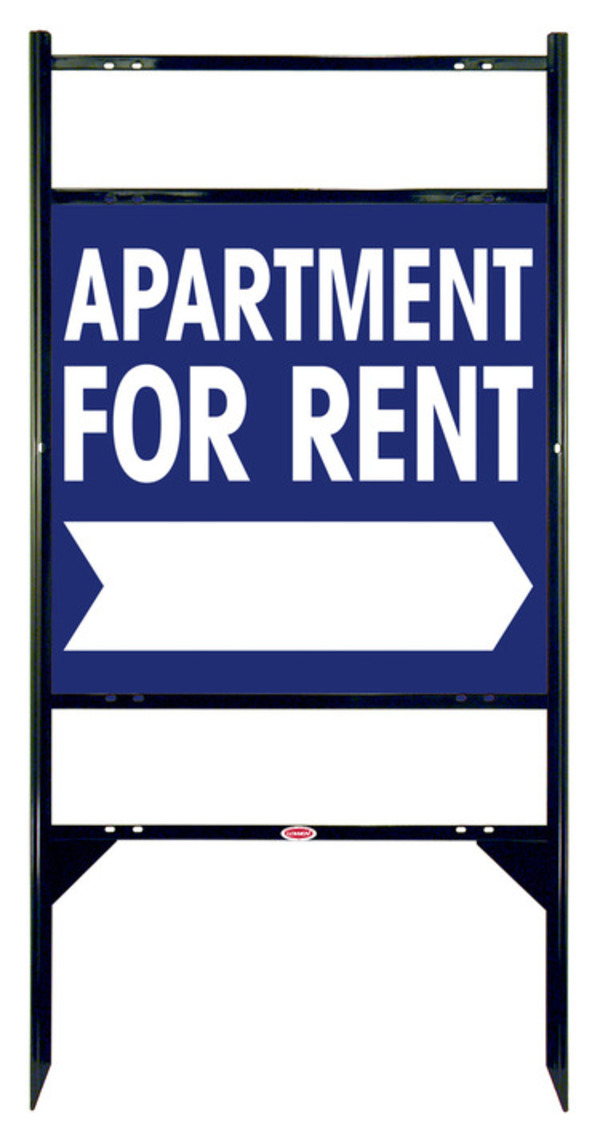 Apartment For Rent Angle Iron Sign Units with Large, Bold Text, 2 Rider Inserts, 24h x 24w, Black