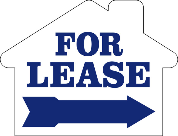 For Lease House Shape Sign, with Large, Bold Text,  18h x 24w, 4mm Corrugated Plastic