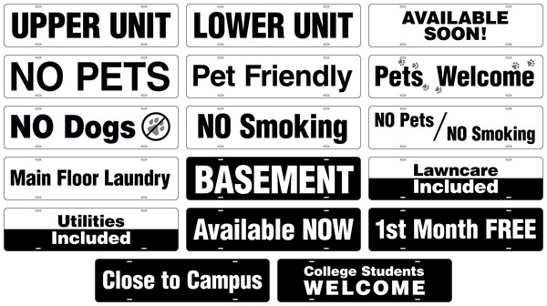 Rental Property Message Rider, 6h x 24w, Steel