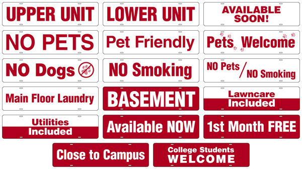 Rental Property Message Rider, 6h x 24w, Steel