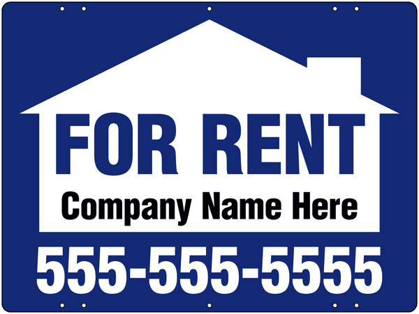 For Rent Sign Panel with Space for Company Name, 18h x 24w, Steel