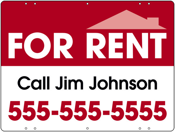 For Rent Sign Panel with Space for Your Name, 18h x 24w, Steel