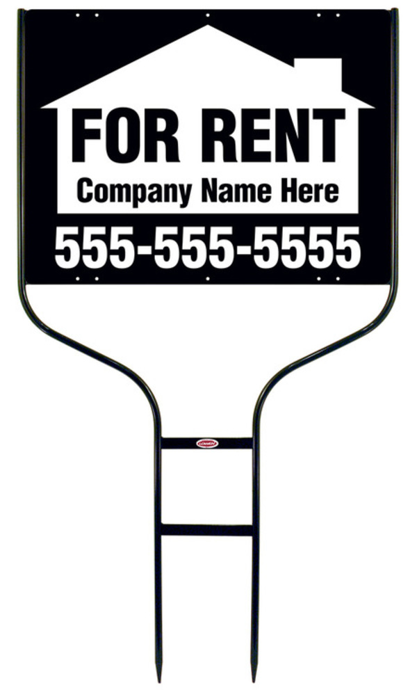 For Rent Round Rod Sign Units with Space for Company Name, 18h x 24w, Black
