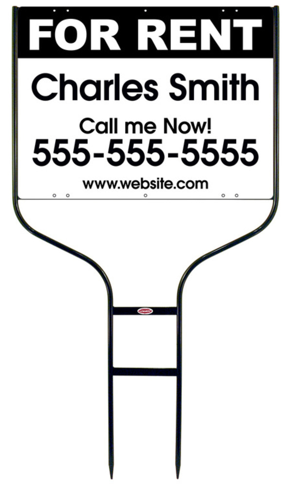 For Rent Round Rod Sign Units with Space for Your Name,  18h x 24w, Black