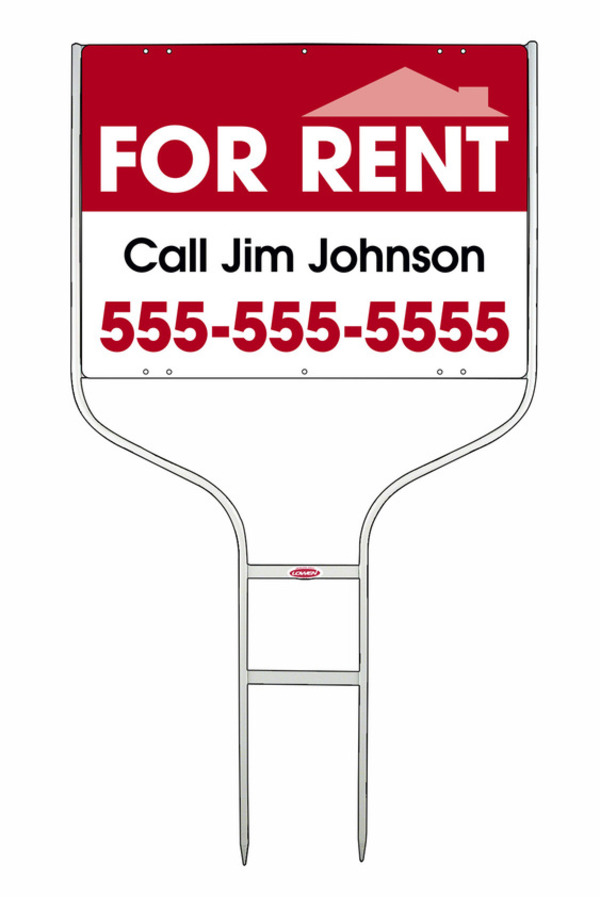 For Rent Round Rod Sign Units with Space for Your Name, 18h x 24w, White