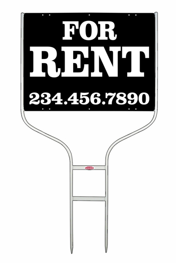 For Rent Round Rod Sign Units with Large, Bold Text, 18h x 24w, White