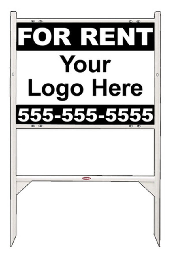 Rental Property Angle Iron Sign Unit with Area For Company Logo, 18h x 24w, White