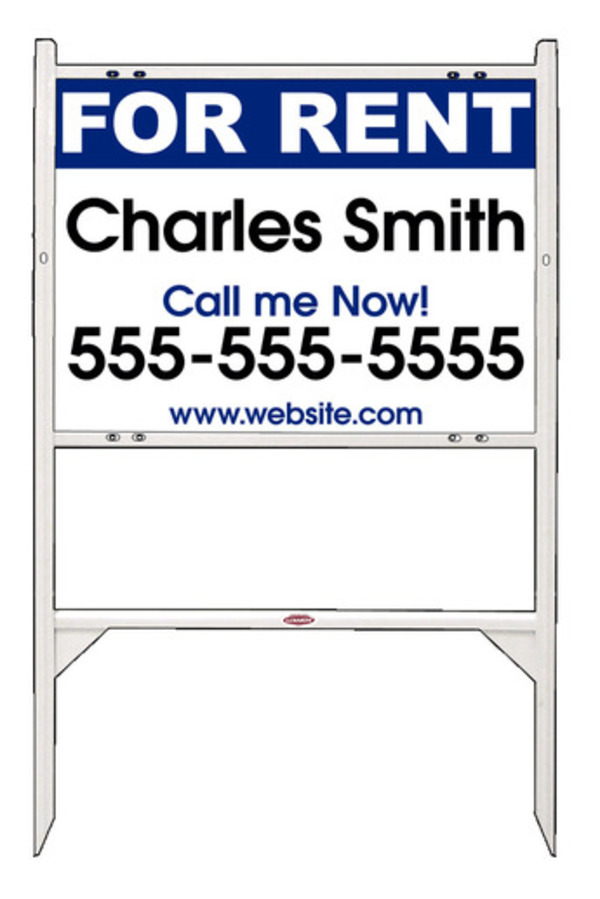 For Rent Angle Iron Sign Units with Space for Your Name, 18h x 24w, White