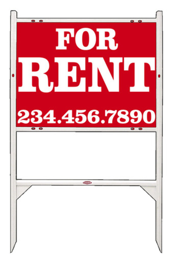 For Rent Angle Iron Sign Units with Large, Bold Text,  18h x 24w, White