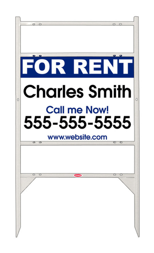 For Rent Sign Units with Space for Your Name and 2 Rider Inserts, 18h x 24w, White