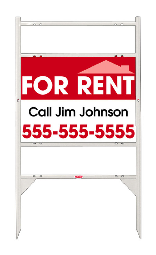 For Rent Sign Units with Space for Your Name and 2 Rider Inserts, 18h x 24w, White