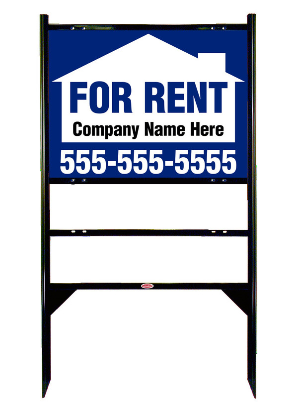For Rent Sign Units with Space for Company Name and 1 Rider Insert, 18h x 24w