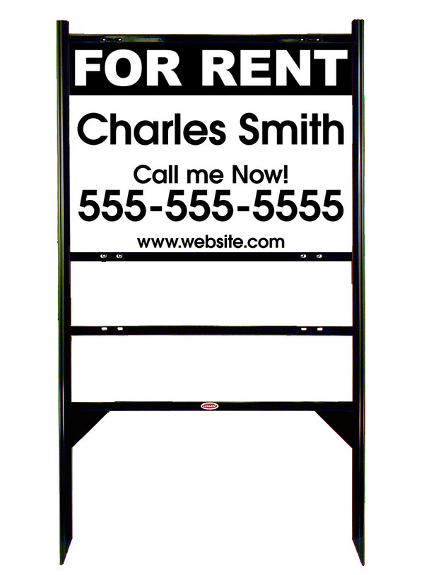 For Rent Sign Units with Space for Your Name and 1 Rider Insert, 18h x 24w