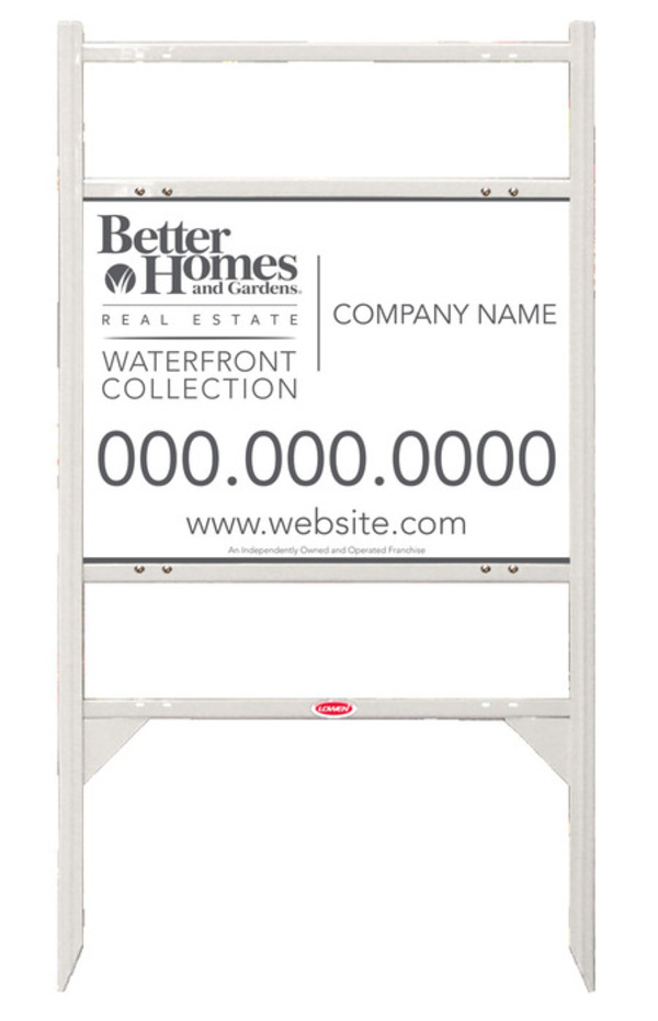 Waterfront Collection angle iron sign frame and panel unit with two rider inserts, 24 GA steel 18h x 24w