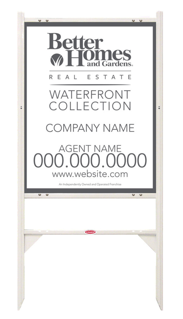 Waterfront Collection agent angle iron sign frame and panel unit, 24 GA steel 30h x 24w