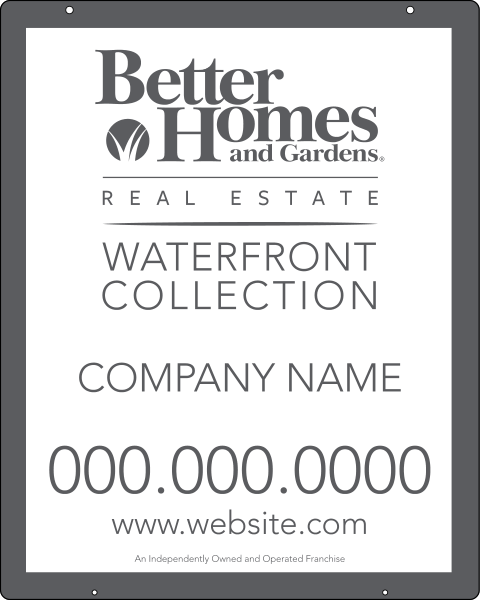 Waterfront Collection real estate hanging sign panel with grommets, 24 GA steel 30h x 24w