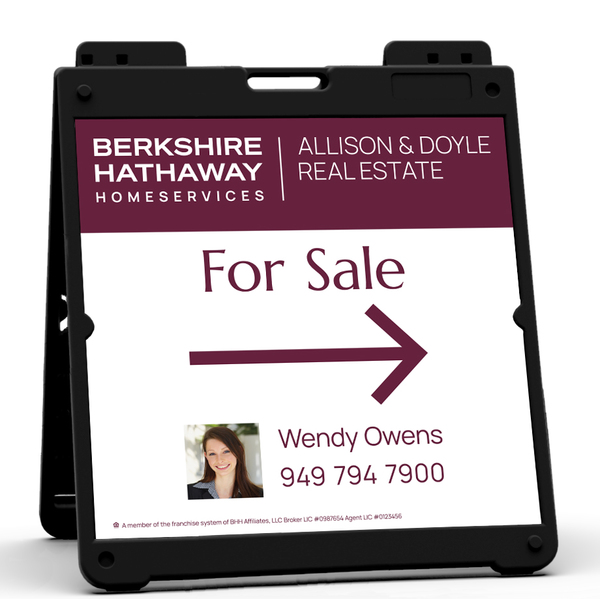 Heavy Duty Plastic A-Frame and Agent Photo For Sale Sign Panel Unit, 24h x 24w, Aluminum Composite