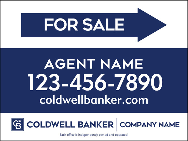 Directional Agent For Sale Sign Panel, 18h x 24w, 4mm Corrugated