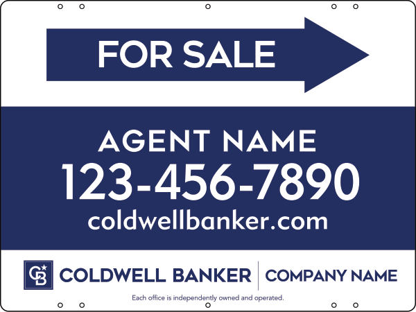 Directional Agent For Sale Sign Panel, 18h x 24w, Steel