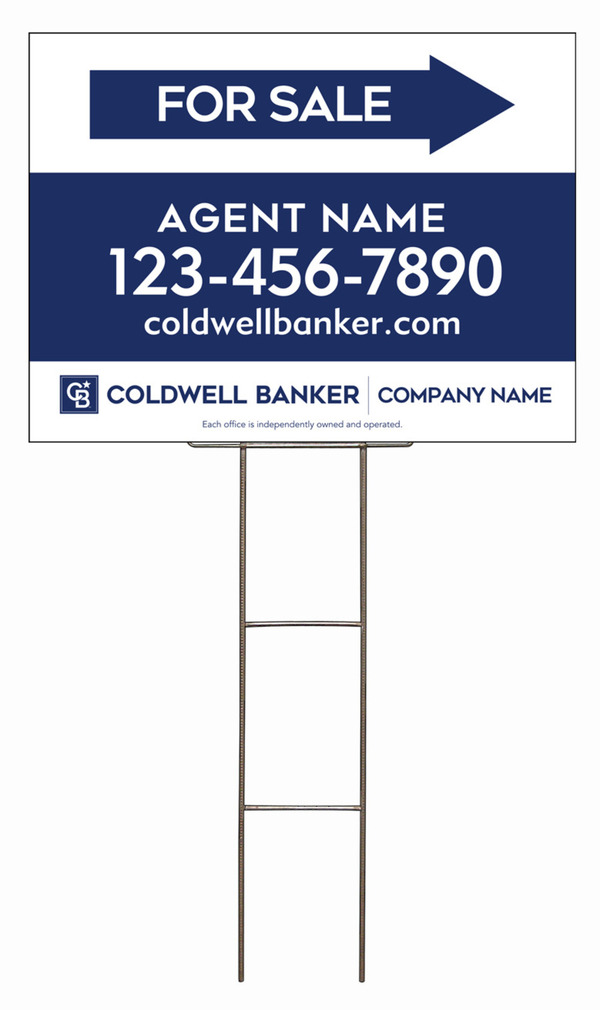 Wire H-Stake and Agent For Sale Sign Panel Unit, 18h x 24w, 4mm Corrugated
