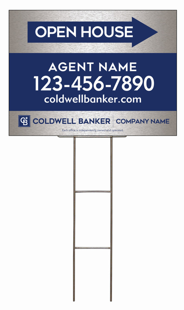 Wire H-Stake and Agent Open House Sign Panel Unit, 18h x 24w, 4mm Corrugated