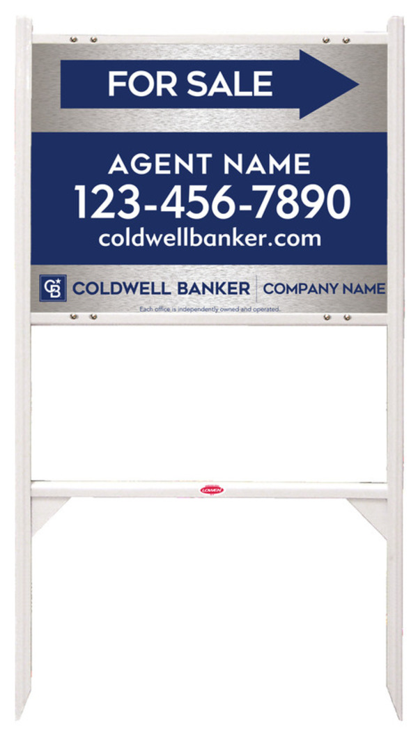 Angle Iron Frame and Agent For Sale Sign Panel Unit, 18h x 24w, Brushed Aluminum Composite