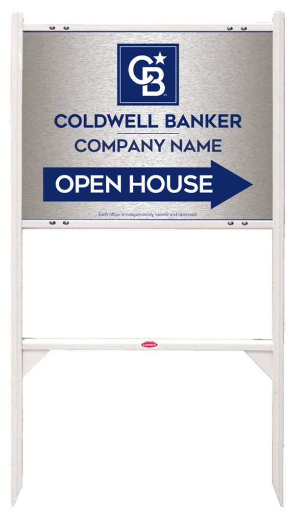 Angle Iron Frame and Office Open House Sign Panel Unit, 18h x 24w, Brushed Aluminum Composite