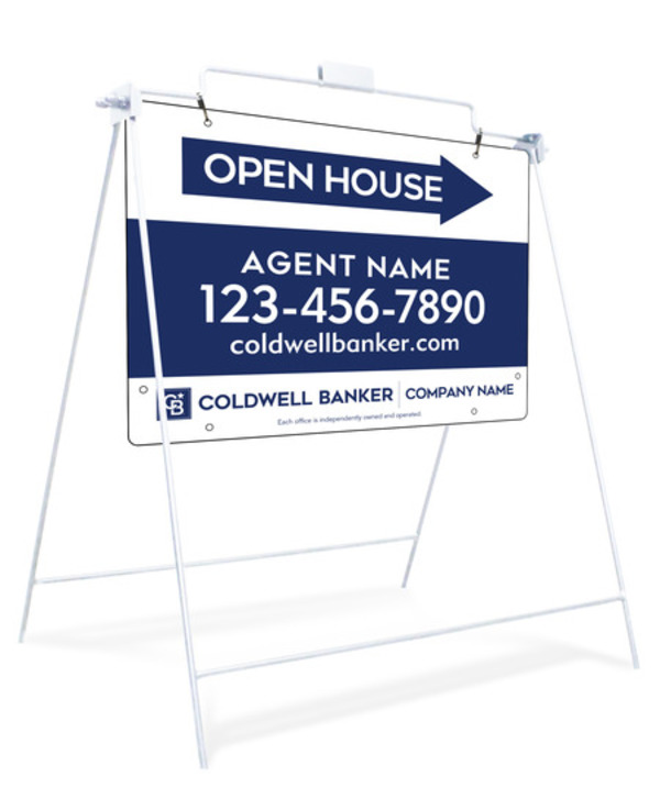 Swinging A-Frame and Agent Open House Sign Panel Unit, 18h x 24w, Steel