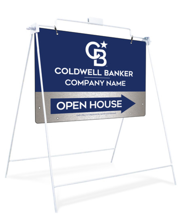 Swinging A-Frame and Office Open House Sign Panel Unit, 18h x 24w, Brushed Aluminum Composite