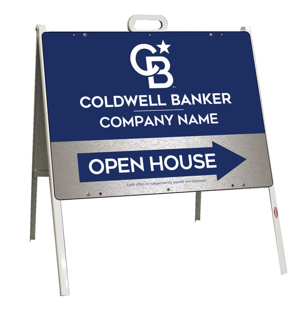 A-Frame and Office Open House Sign Panel Unit, 18h x 24w, Brushed Aluminum Composite