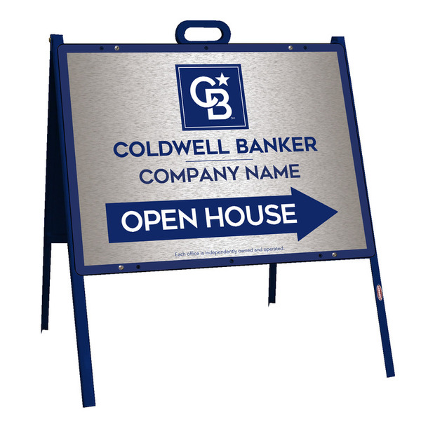 A-Frame and Office Open House Sign Panel Unit, 18h x 24w, Brushed Aluminum Composite