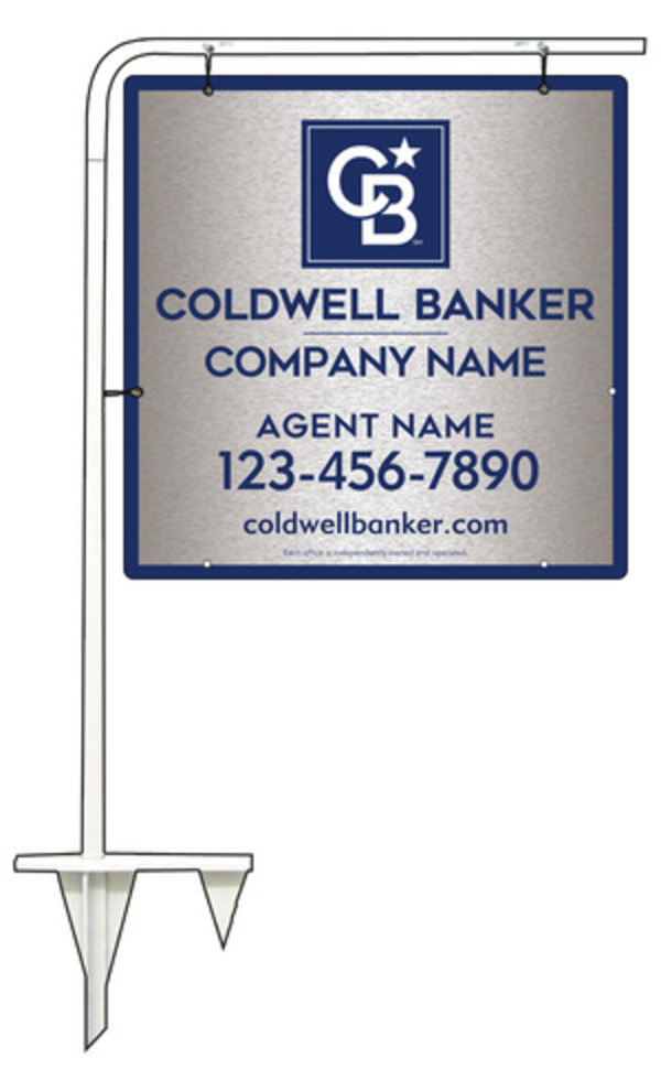 Tubular Stake and Agent Sign Panel Unit, 24h x 24w, Brushed Aluminum Composite