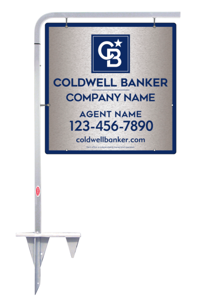 Tubular Stake and Agent Sign Panel Unit, 24h x 24w, Brushed Aluminum Composite