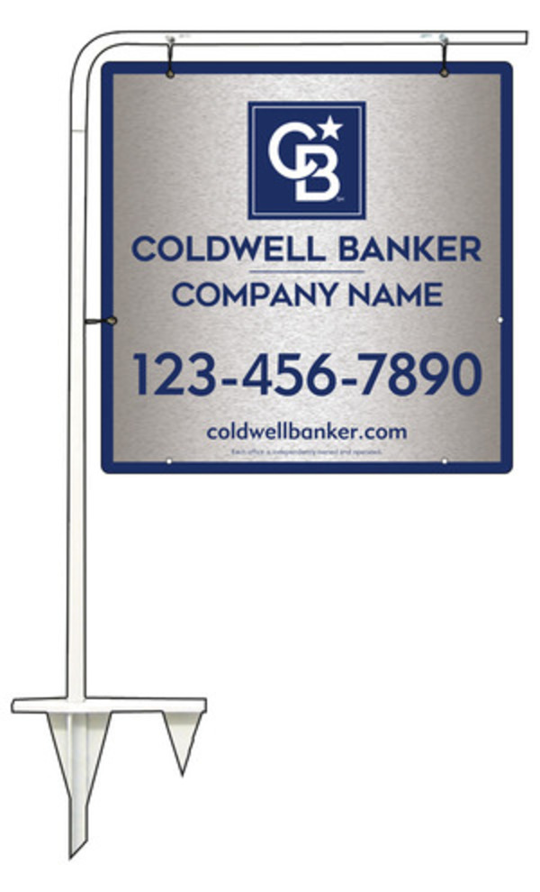 Tubular Stake and Office Sign Panel Unit, 24h x 24w, Brushed Aluminum Composite