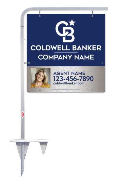 Tubular Stake and Agent Photo Sign Panel Unit, 24h x 24w, Brushed Aluminum Composite