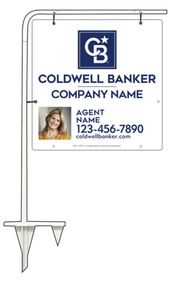 Tubluar Stake and Agent Photo Sign Panel Unit, 24h x 24w, Poly