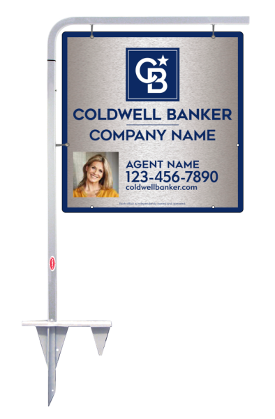 Tubular Stake and Agent Photo Sign Panel Unit, 24h x 24w, Brushed Aluminum Composite