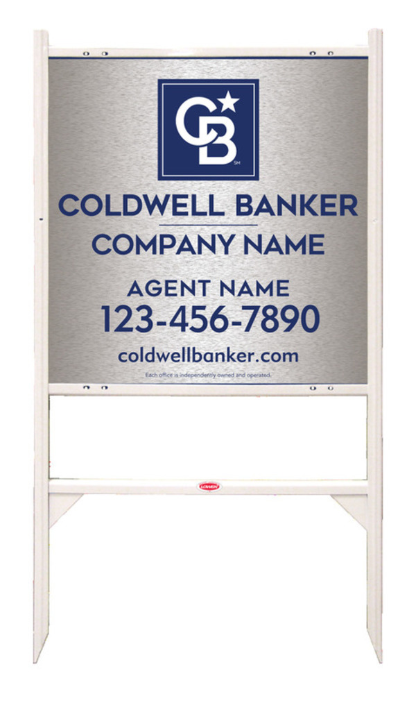Angle Iron Frame and Agent Sign Panel Unit, 24h x 24w, Brushed Aluminum Composite