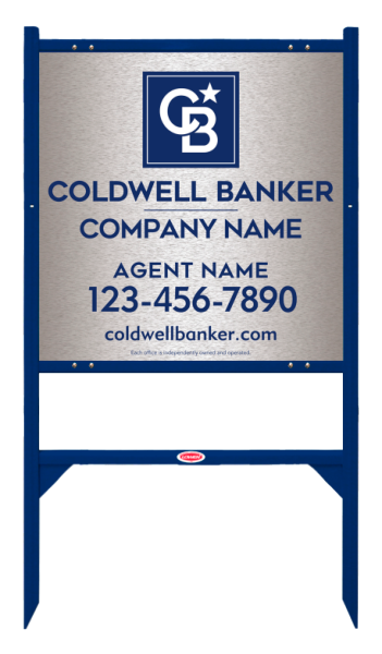 Angle Iron Frame and Agent Sign Panel Unit, 24h x 24w, Brushed Aluminum Composite