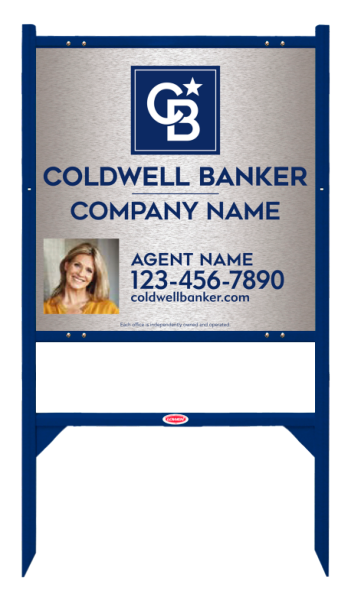 Angle Iron Frame and Agent Photo Sign Panel Unit, 24h x 24w, Brushed Aluminum Composite