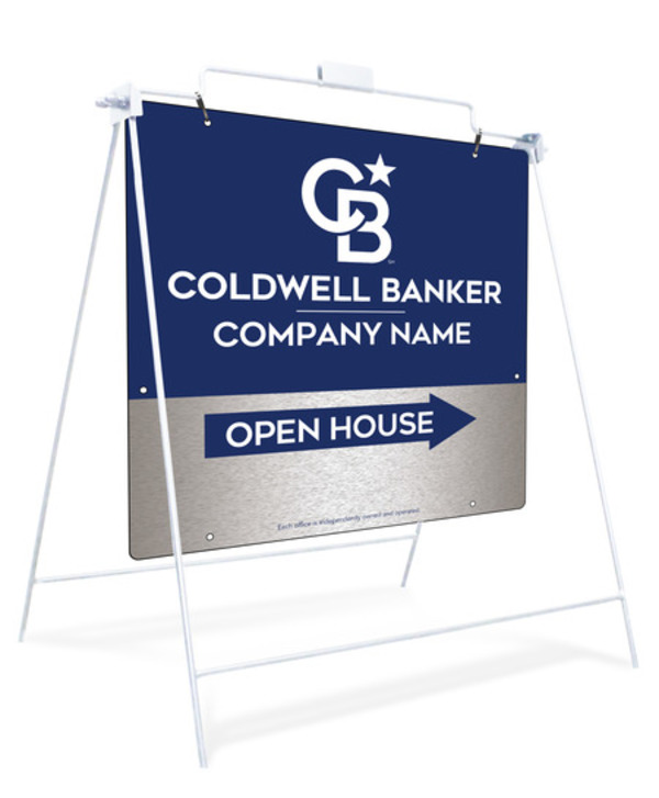 Swinging A-Frame and Office Open House Sign Panel Unit, 24h x 24w, Brushed Aluminum Composite