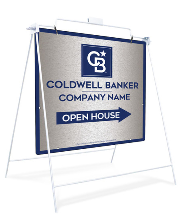 Swinging A-Frame and Office Open House Sign Panel Unit, 24h x 24w, Brushed Aluminum Composite