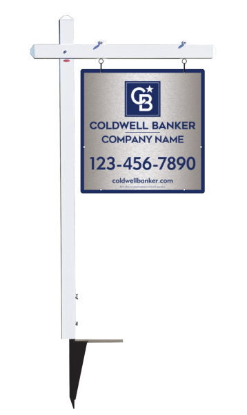 Sign Post and Office Sign Panel Unit, 24h x 24w, Brushed Aluminum Composite