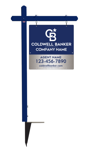 Sign Post and Agent Sign Panel Unit, 24h x 24w, Brushed Aluminum Composite