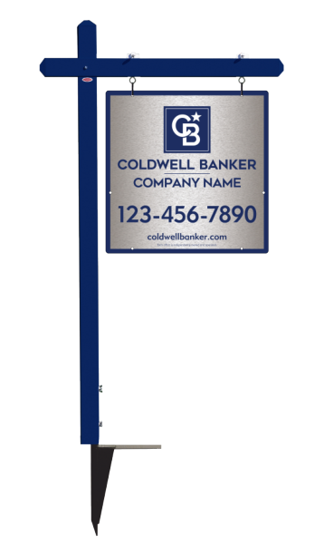 Sign Post and Office Sign Panel Unit, 24h x 24w, Brushed Aluminum Composite